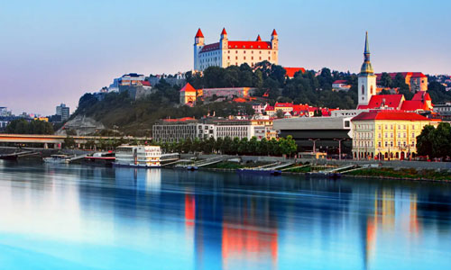 Bratislava castle and old town streets